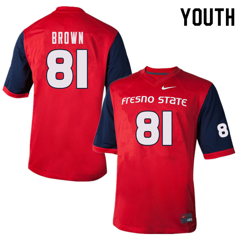 Youth #81 Jordan Brown Fresno State Bulldogs College Football Jerseys Sale-Red - Click Image to Close